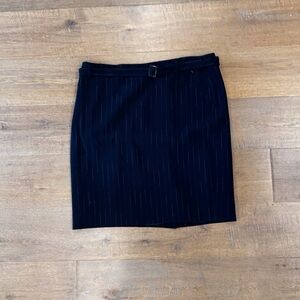 Worth - Navy Pinstripe Pencil Skirt